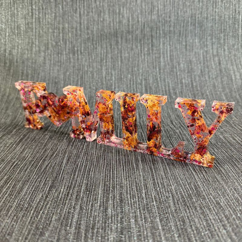 Family Resin Sign Confetti Style