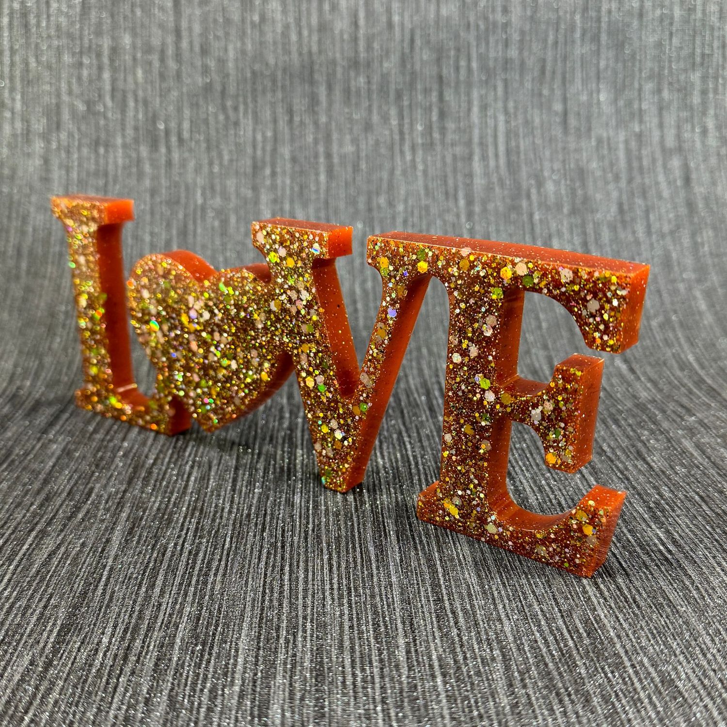 Love Resin Word - Red and Multi Glittered