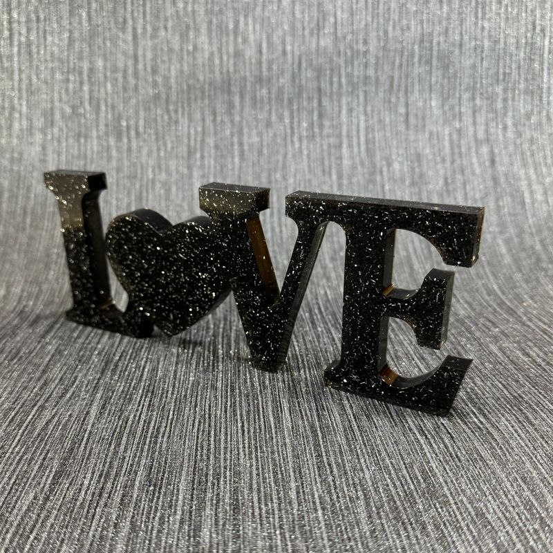 Love Resin Word - Black and Gold