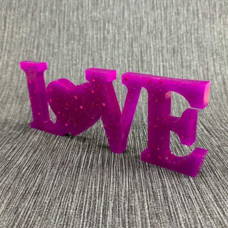Love Resin Word Purple Sparkling
