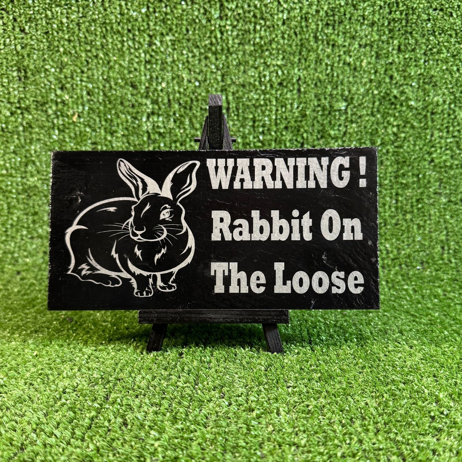 RABBIT Slate Warning Sign 20x9cm