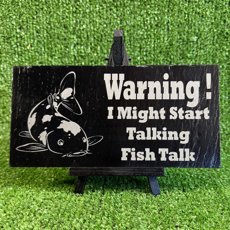 KOI slate Warning Sign 20x9cm