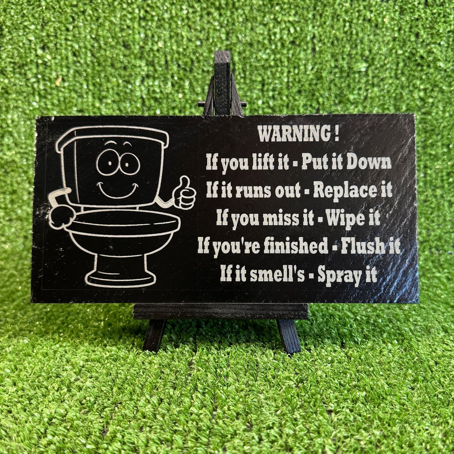 Toilet slate Warning Sign 20x9cm
