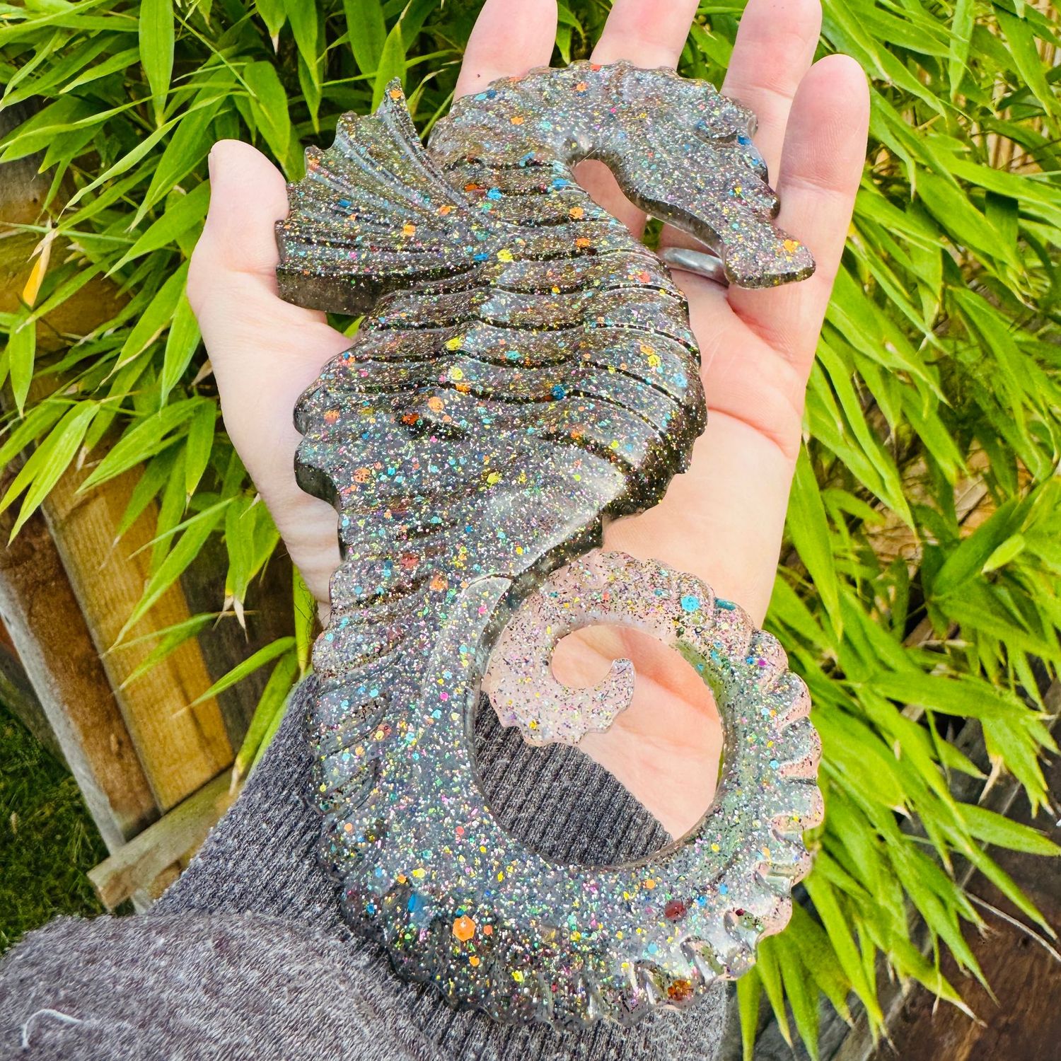 Seahorse Wildlife Sparkling Multi Glitter wall art Model