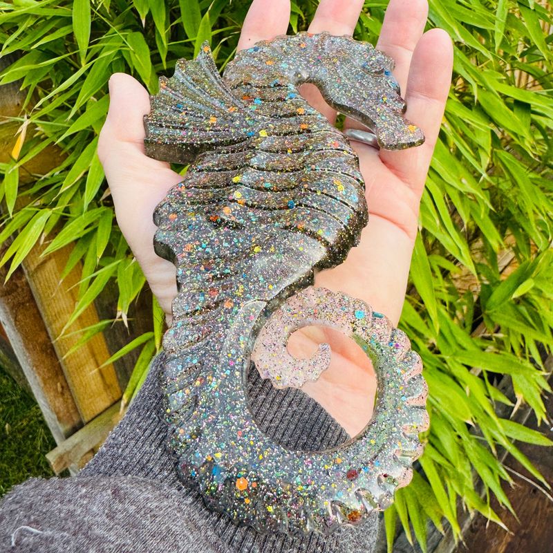 Seahorse Wildlife Sparkling Multi Glitter wall art Model