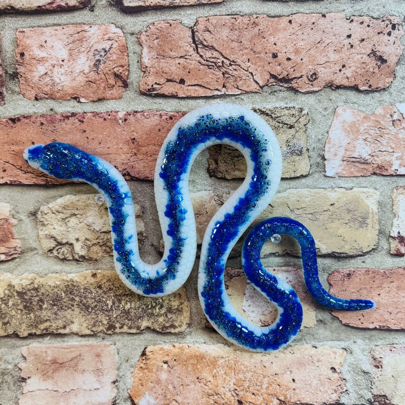 Blue & White Snake Epoxy Resin Reptile Model