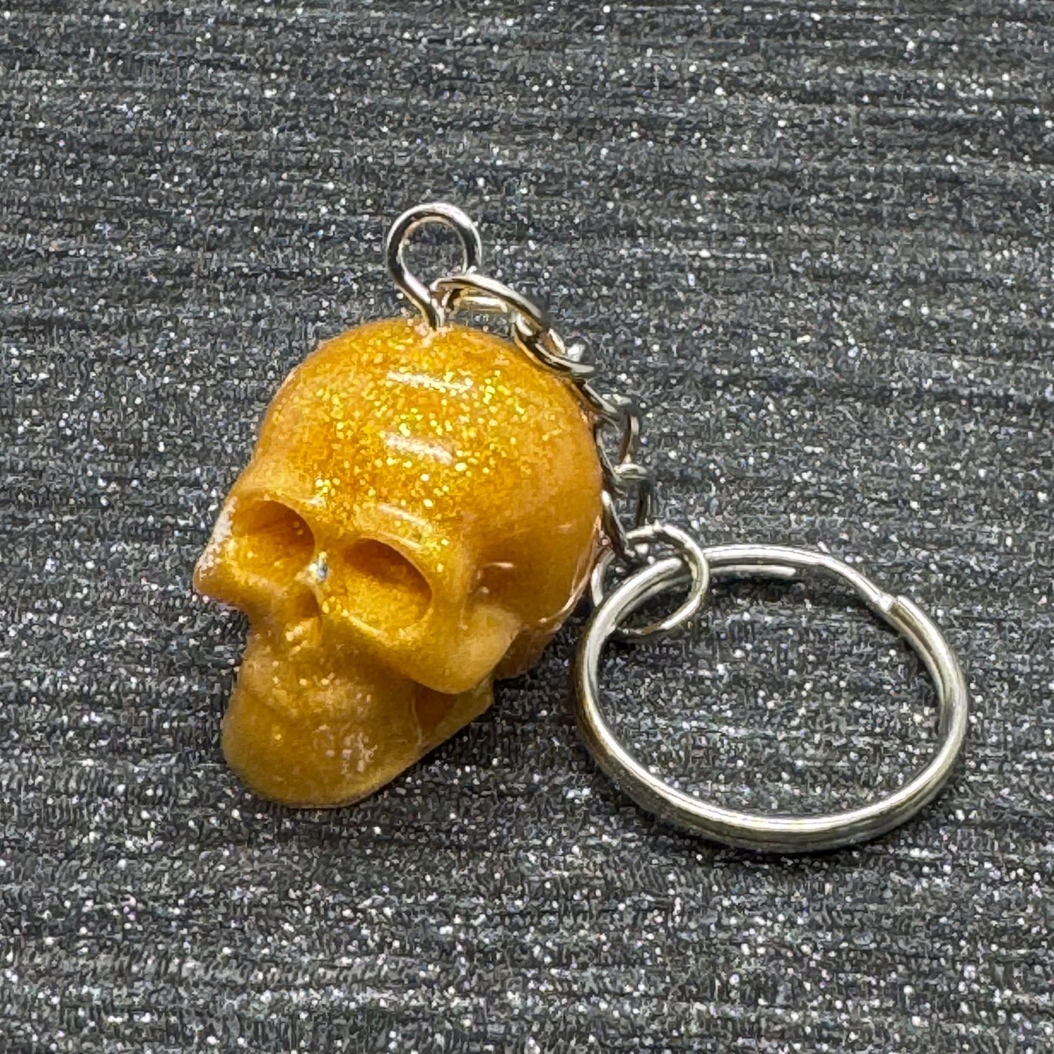 Skull 3D Sparkling Golden Keyring Gift