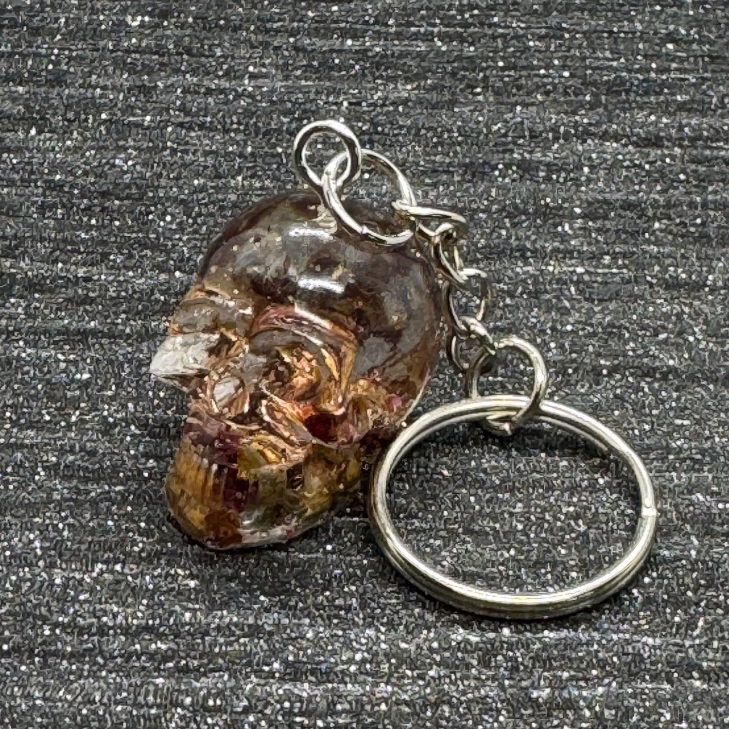 Skull 3D Sparkling Confetti Keyring Gift