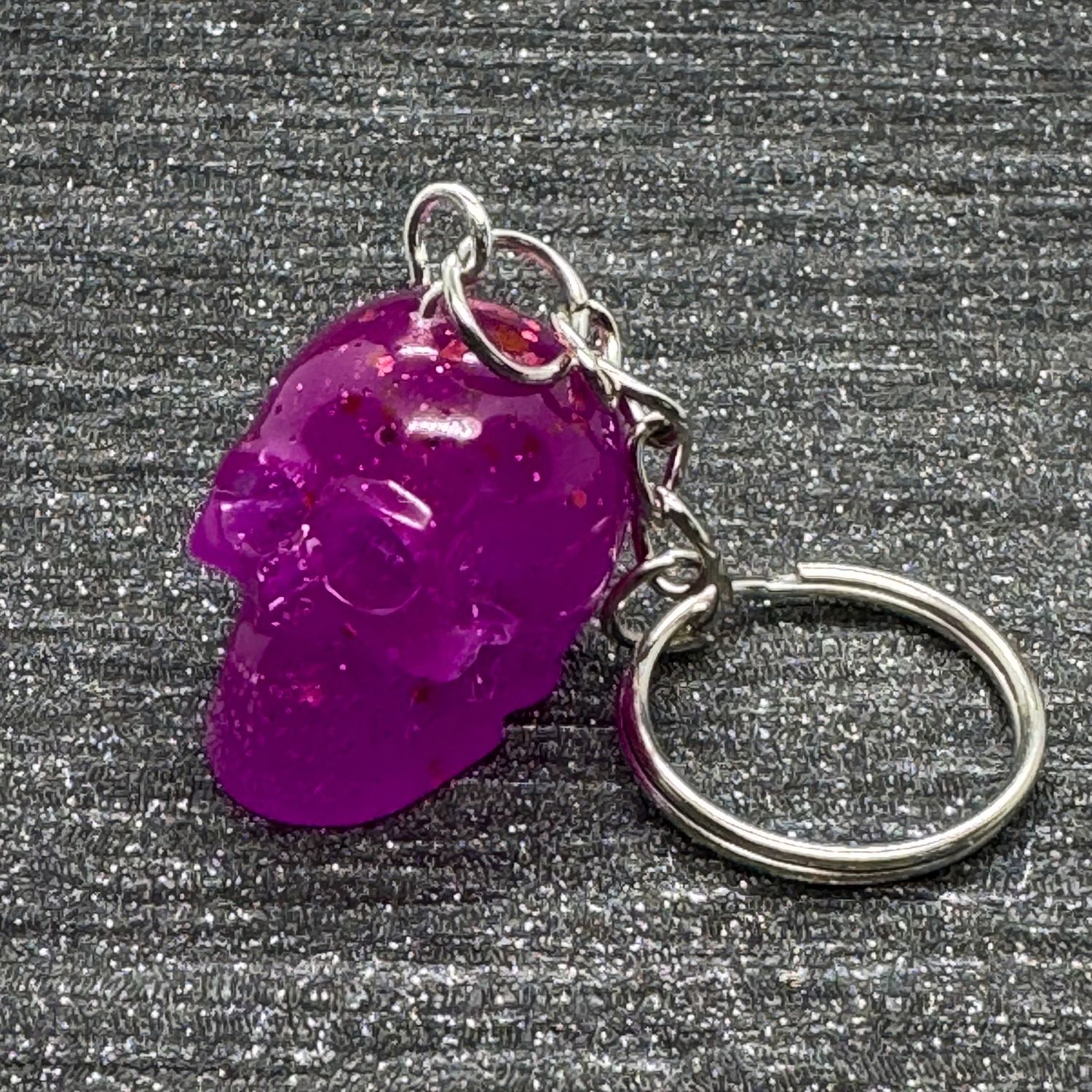 Skull 3D Sparkling Purple Keyring Gift