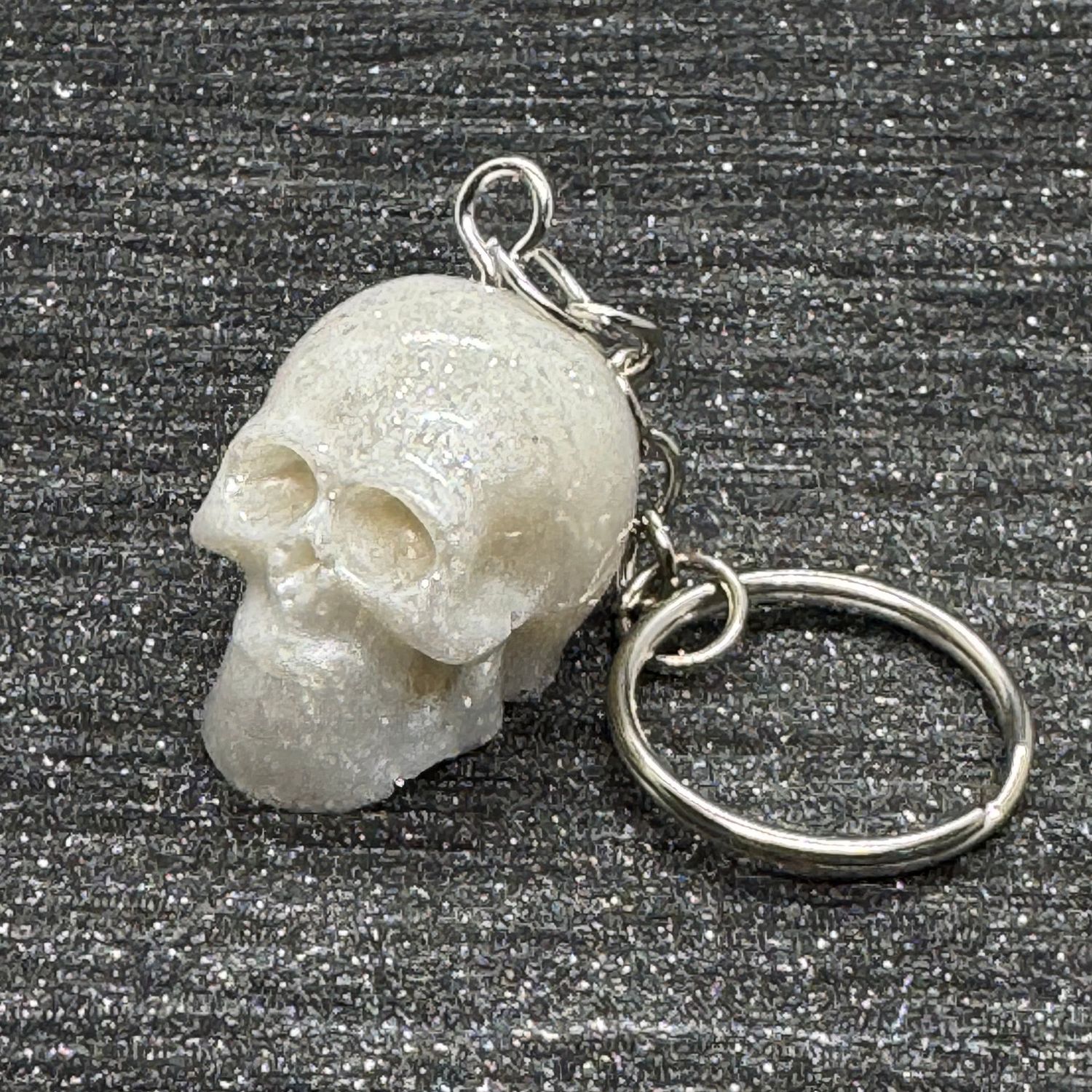 Skull 3D Sparkling Silver Keyring Gift