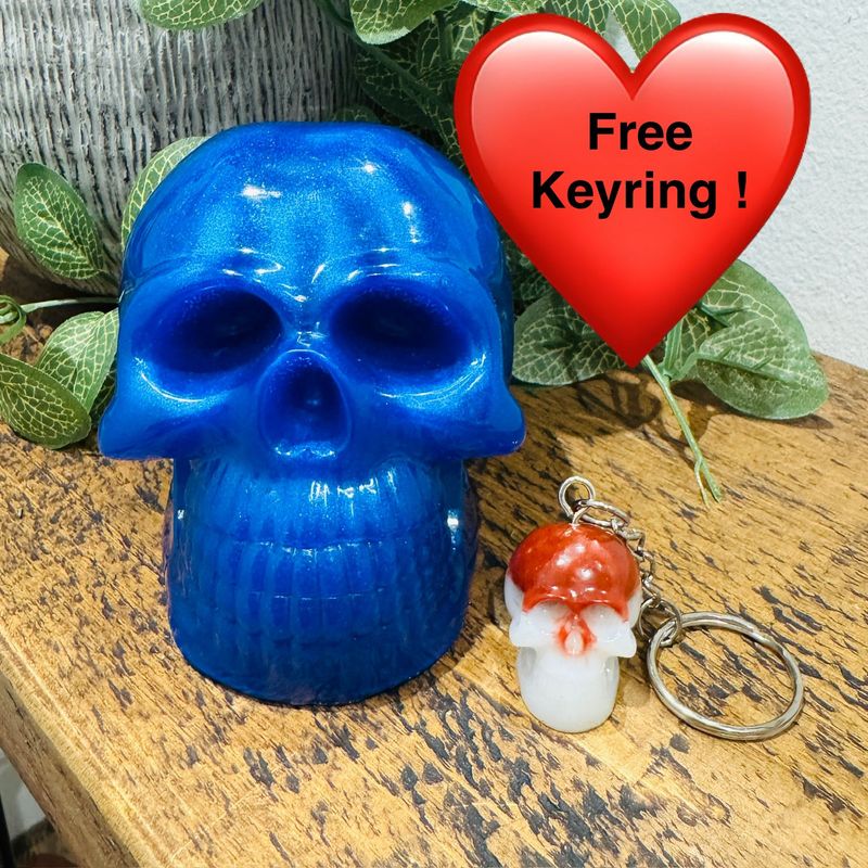 LARGE Dark Blue 3D Skull Decoration Model, paperweight or Bookend.