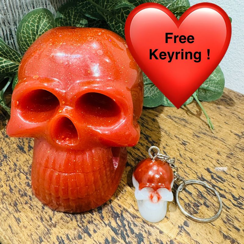 LARGE Pure Red 3D Skull Decoration Model, paperweight or Bookend.
