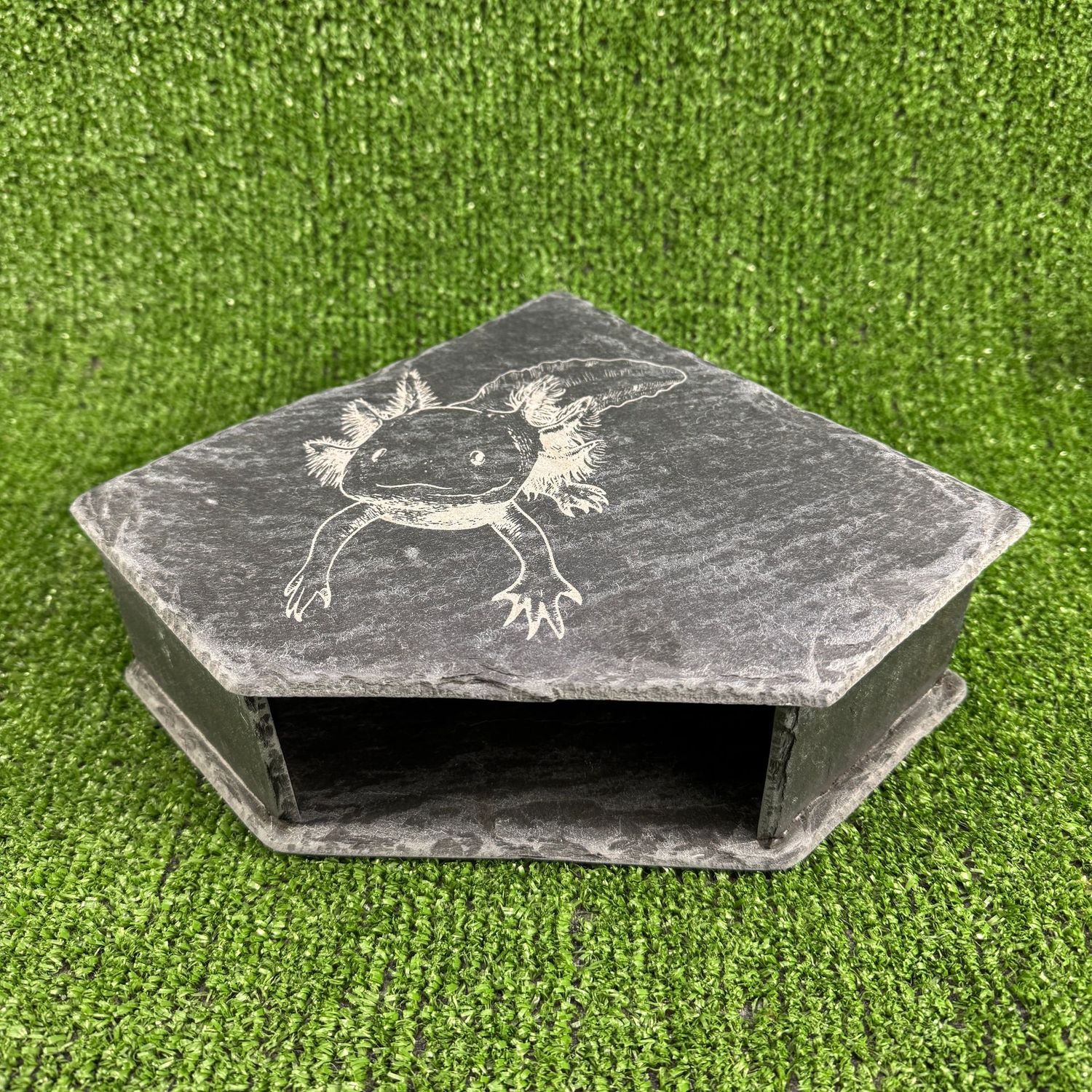 AXOLOTL Laser engraved Slate Cave 7x20x20cm