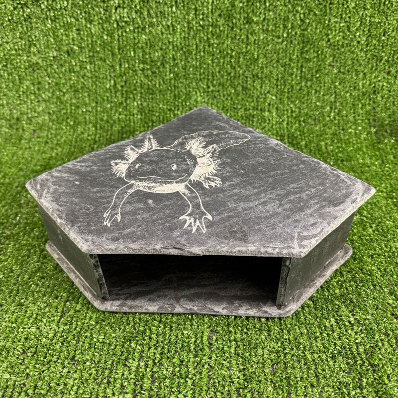 AXOLOTL Laser engraved Slate Cave 7x20x20cm