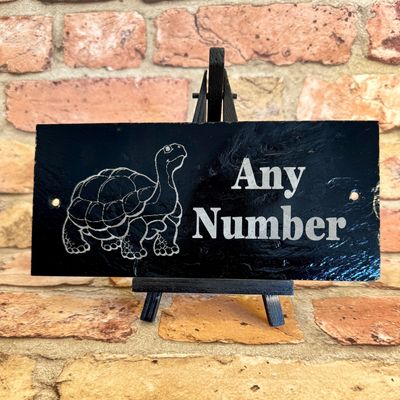 Tortoise Number House Slate Sign