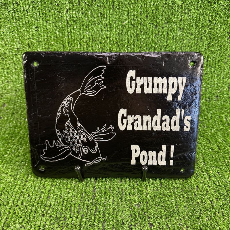 30x20cm Slate Pond Sign Grumpy Grandad