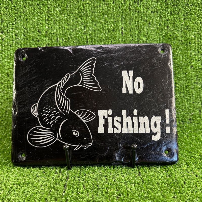 Fishing slate pond sign
