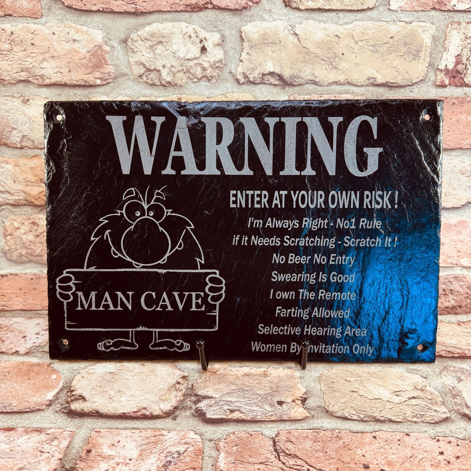 MAN CAVE slate Warning Sign 30x20cm