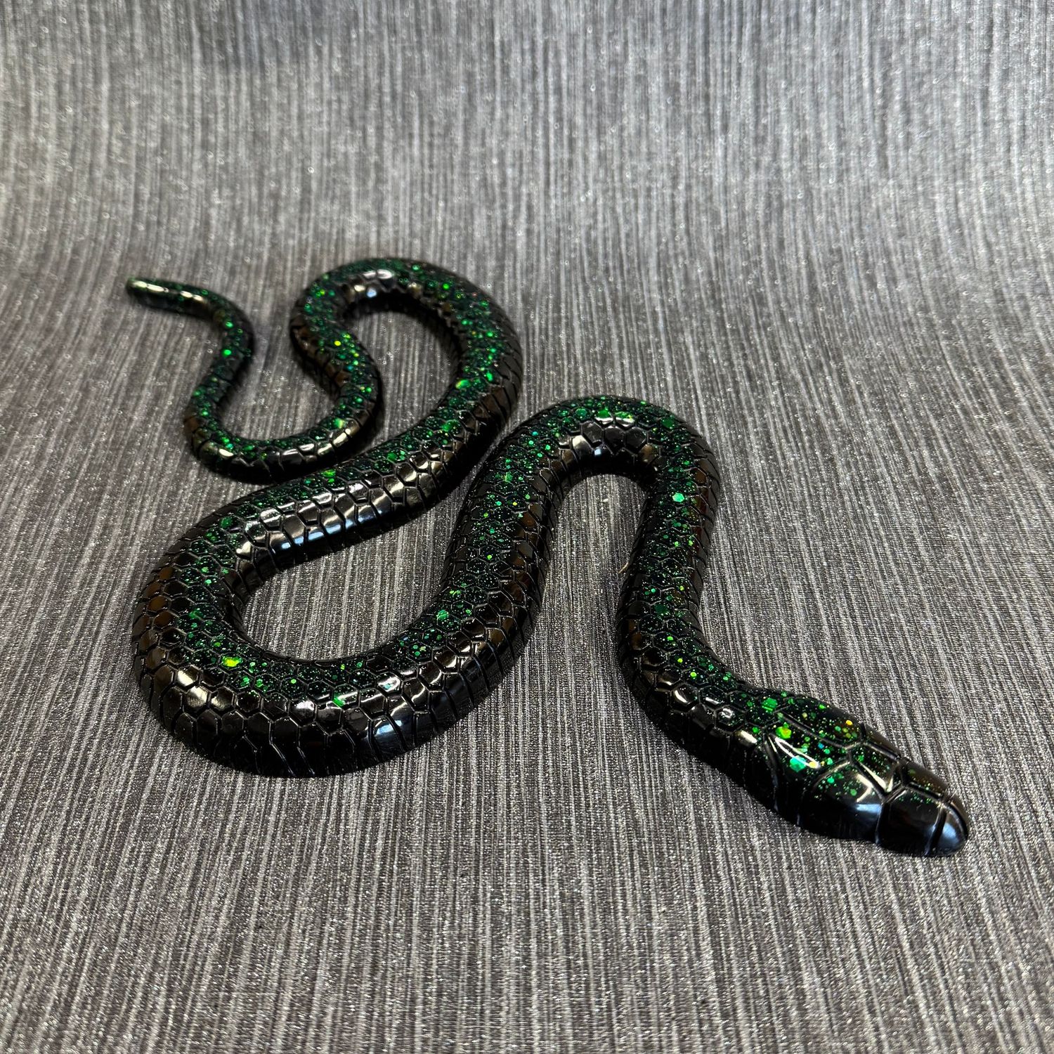 Black and Green Snake Resin Reptile Model