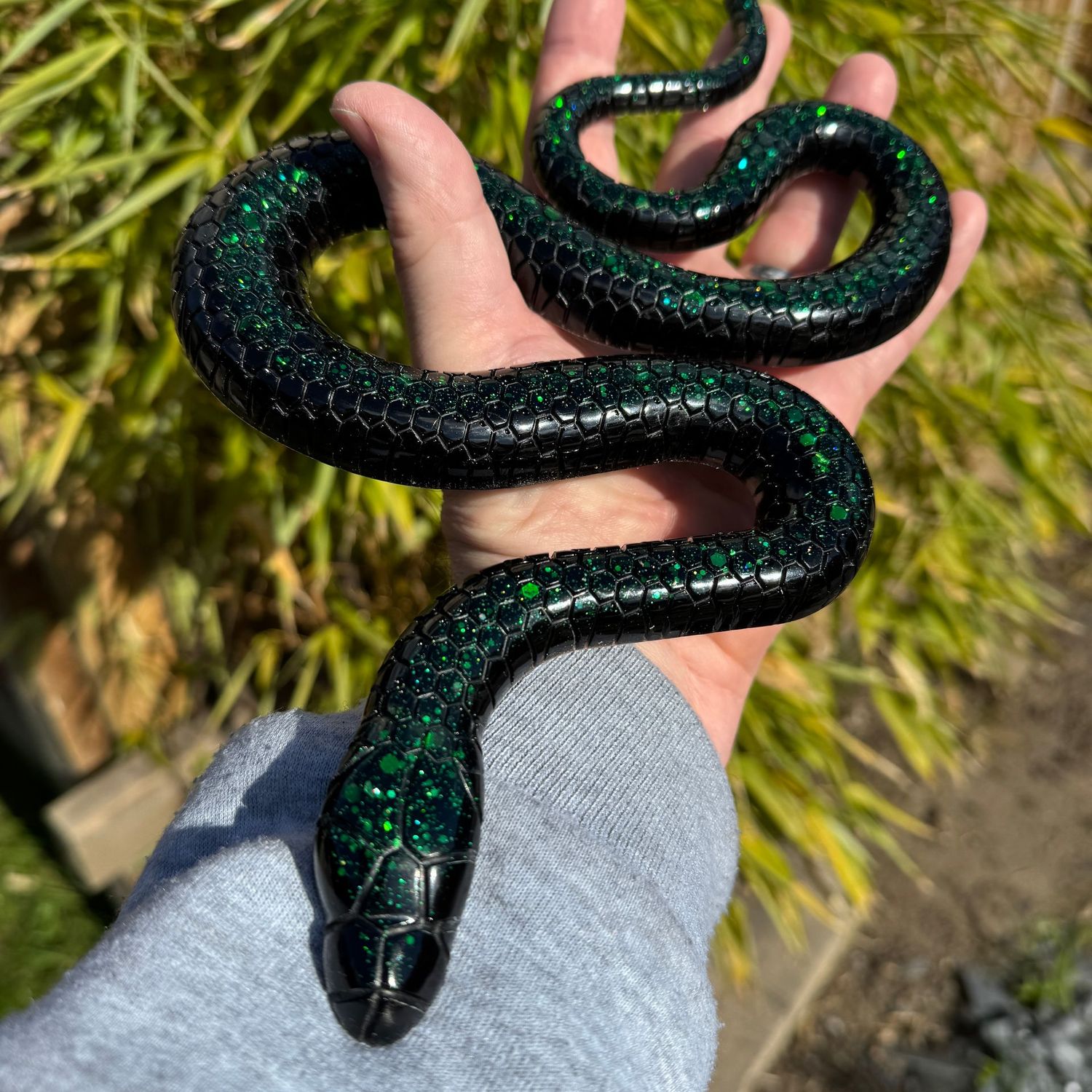 Snake Black and Green Resin Reptile Model Snake Black and Green Resin Reptile Model