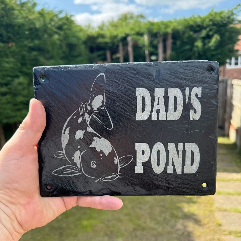 ​Dad's Pond Engraved Wall, Fence Slate Signs