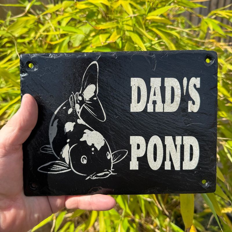 30x20cm Slate Pond Sign Dad's Pond