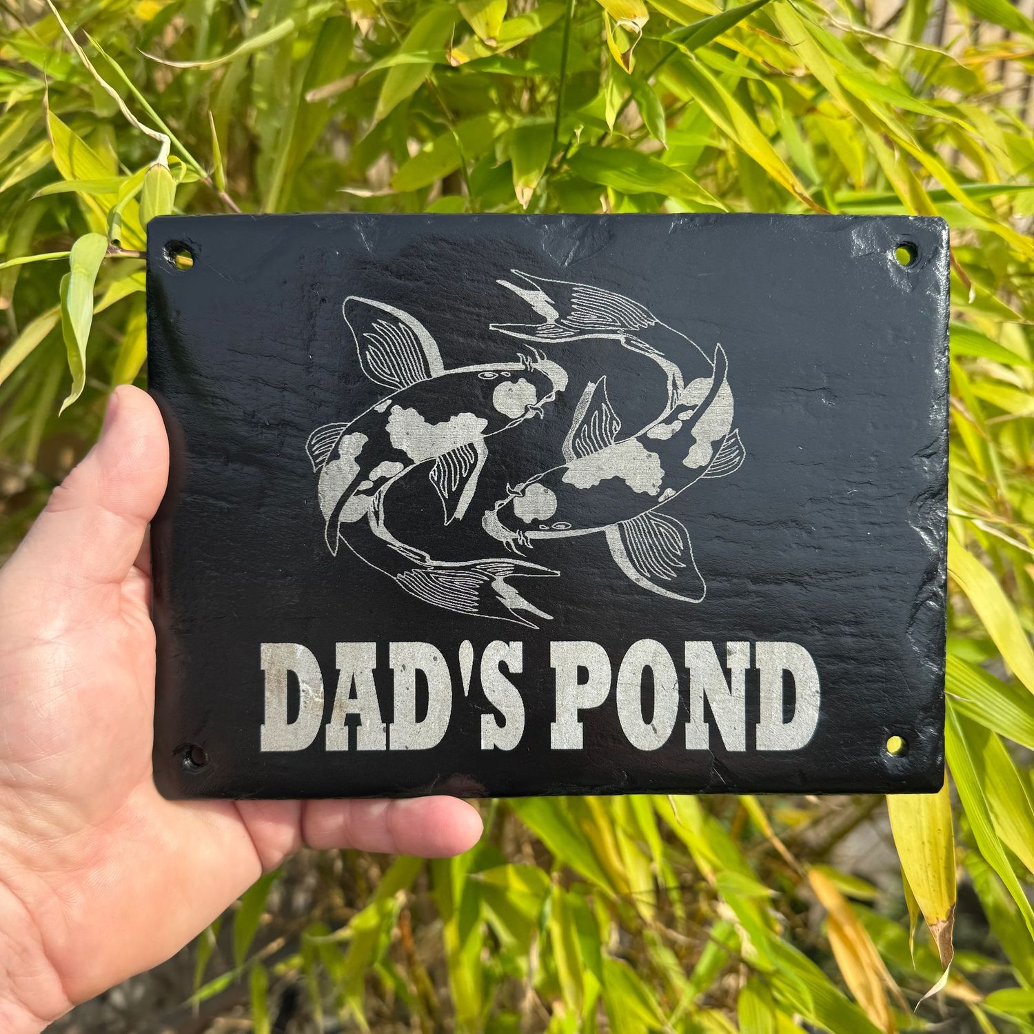 Dad's Pond Slate Sign 2 fish