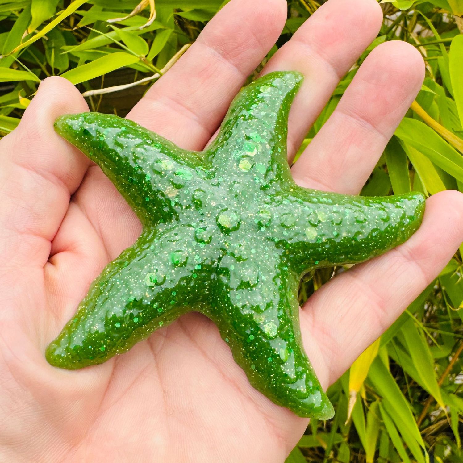 Beautiful Sparkling Green Life size Starfish Model.