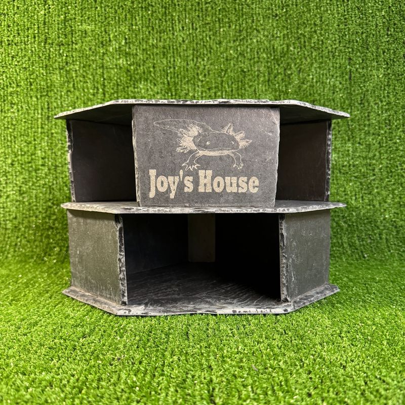 Axolotl Custom Name Big Double Slate Laser Engraved Cave.