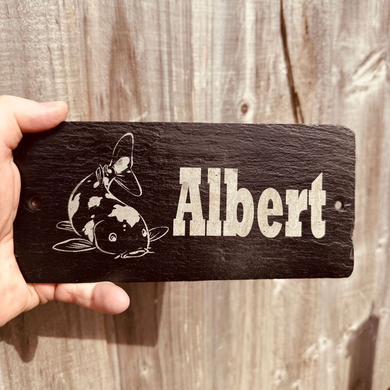 KOI Gloss Laser Engraved Pond Sign