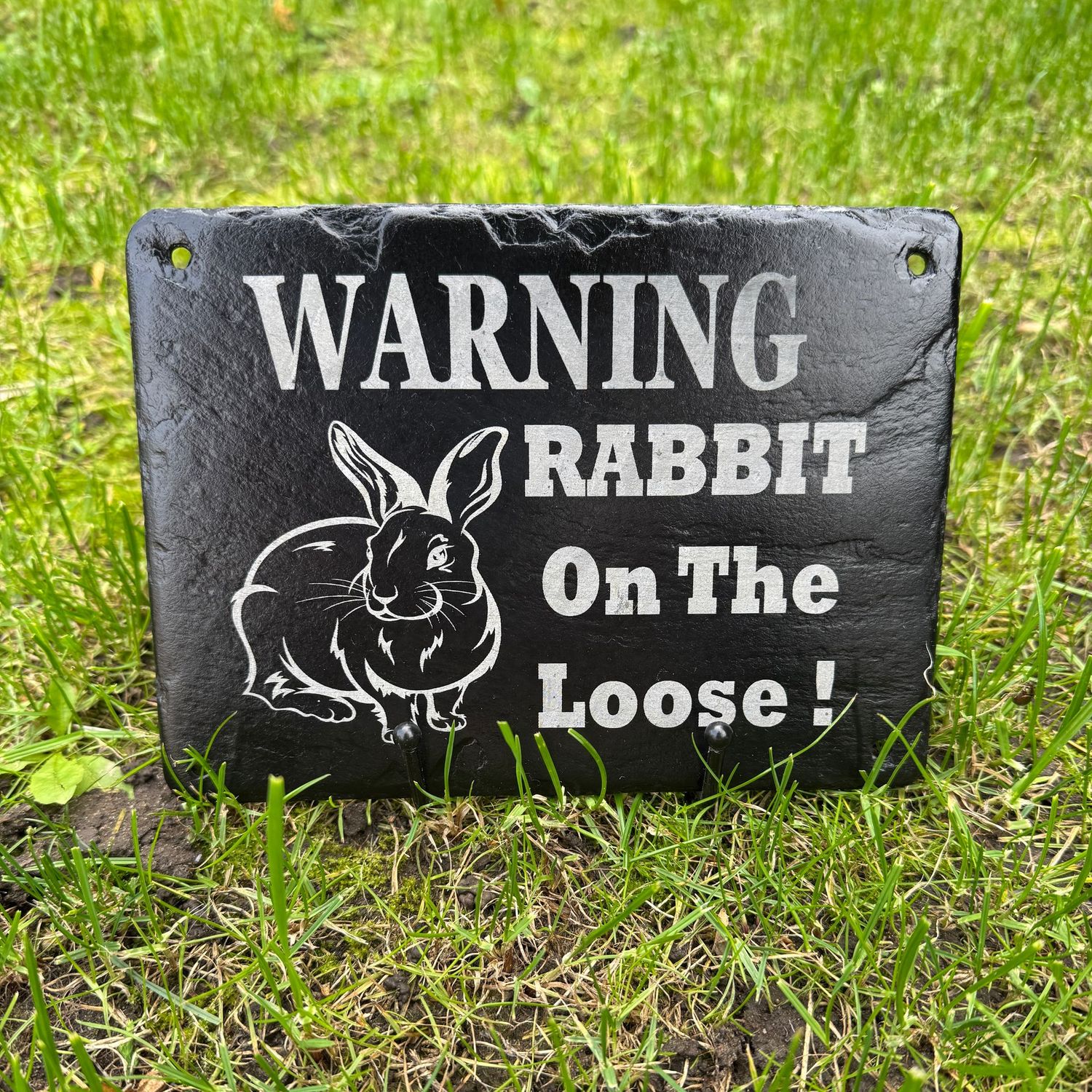 RABBIT Slate Warning Sign 20x15cm RABBIT Slate Warning Sign 20x15cm