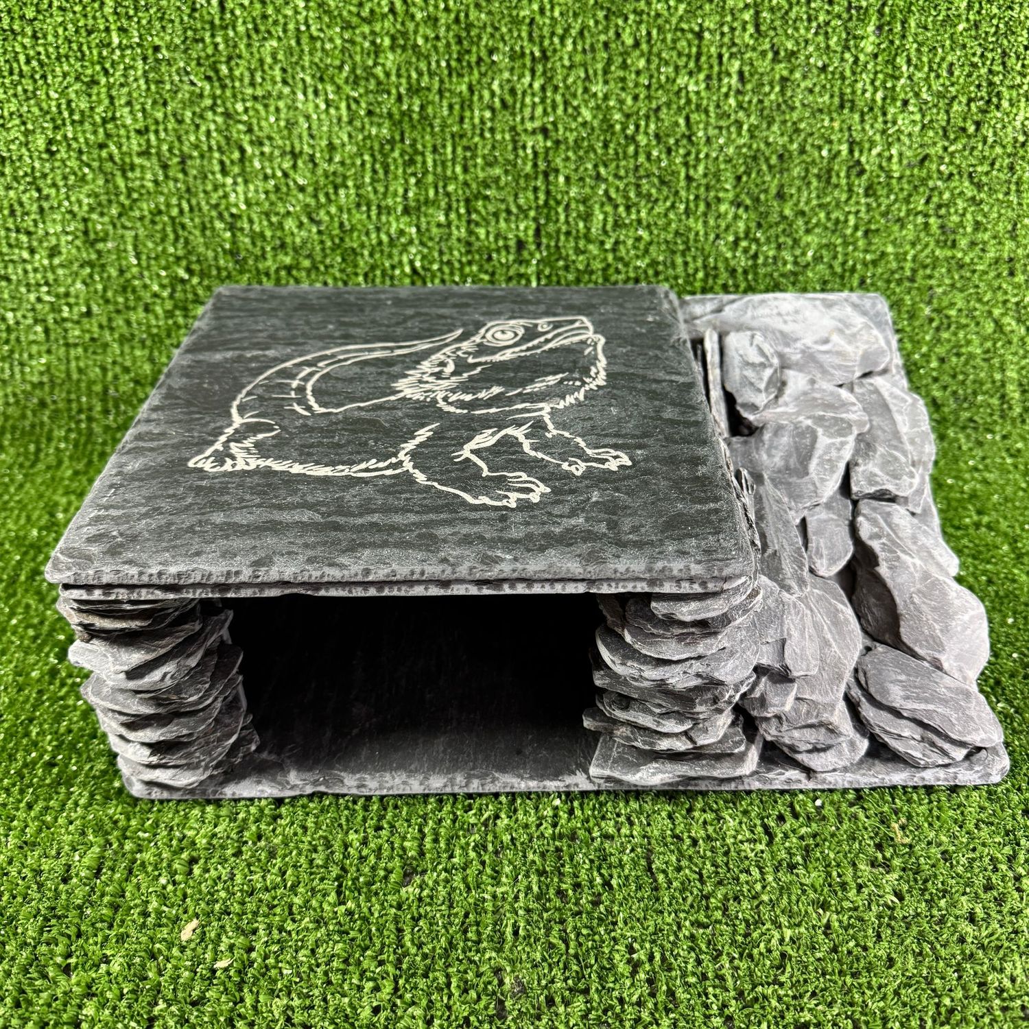 XL Laser Engraved Bearded Dragon Reptile And Aquarium Slate Cave BEARDED DRAGON IMAGE 1
