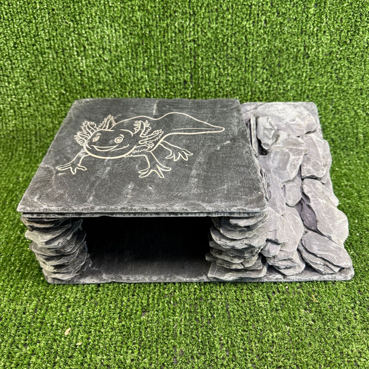 Large Axolotl Laser Engraved Natural Slate Cave AXOLOTL IMAGE 1