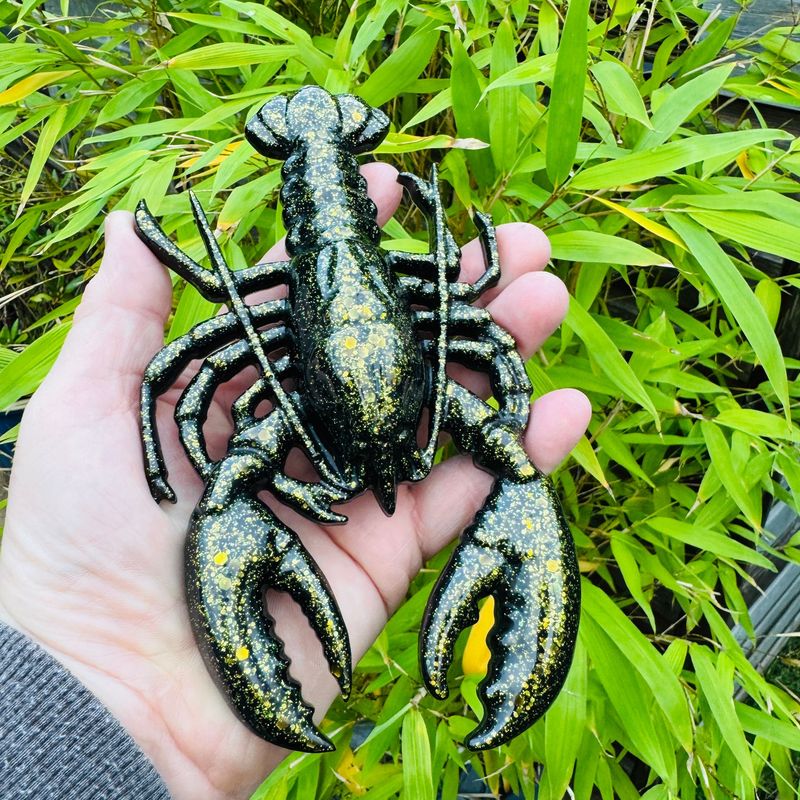 Lobster Black and Gold Sparkling Decorative Model
