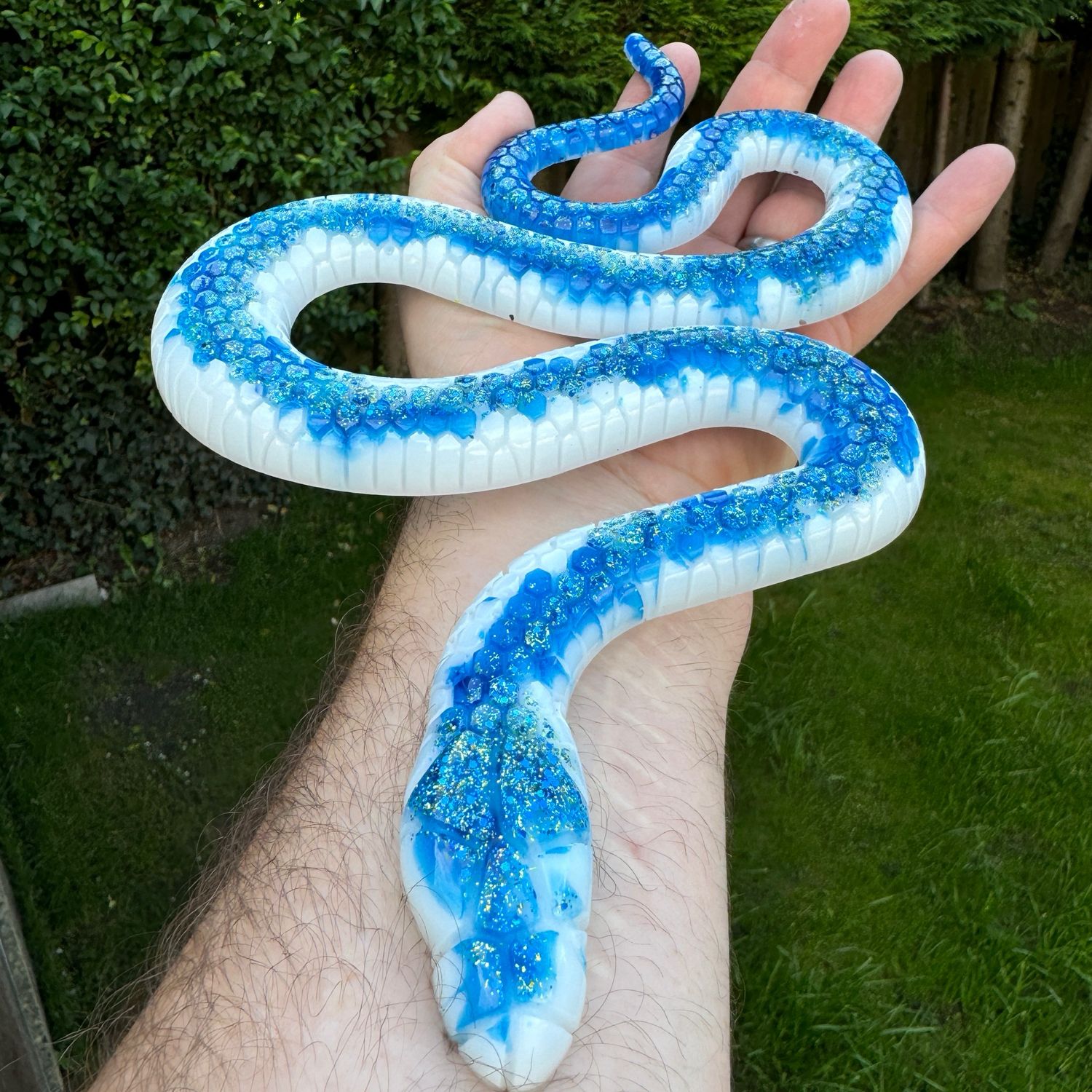 Snake Blue & White Epoxy Resin Reptile Model Snake Blue & White Epoxy Resin Reptile Model