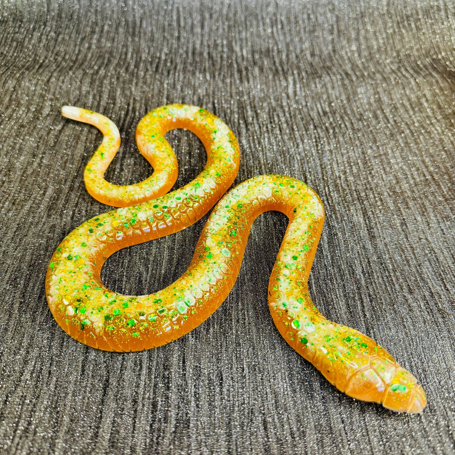 Snake Golden Sparkling Epoxy Resin Reptile Model