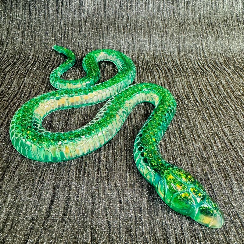 Snake Green Epoxy Resin Reptile Model