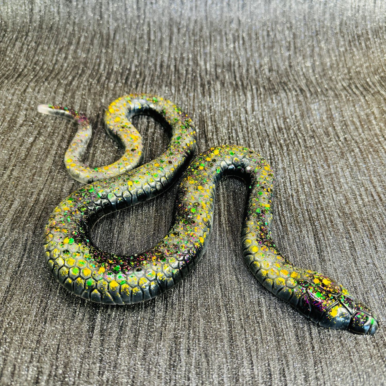 Snake Black/Gold Epoxy Resin Reptile Model