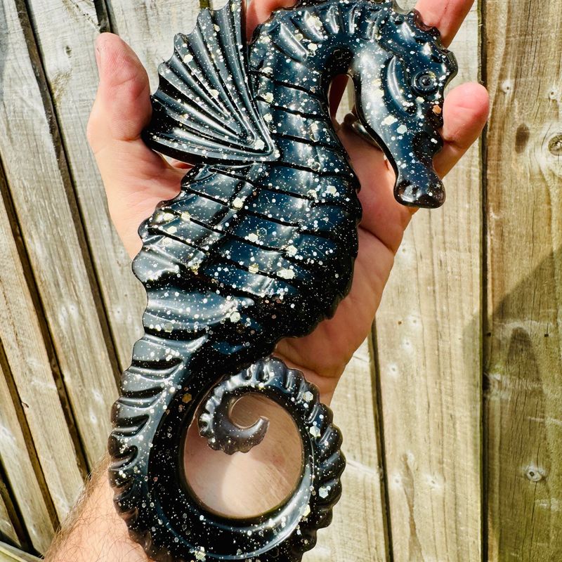 Seahorse Black and Gold Wall art Model