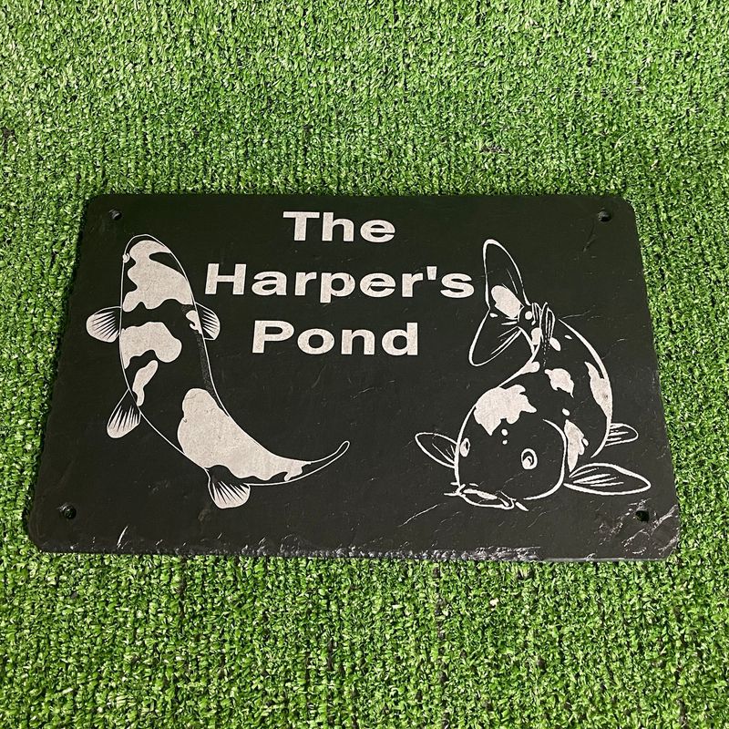 Custom Name Pond Slate Garden Sign