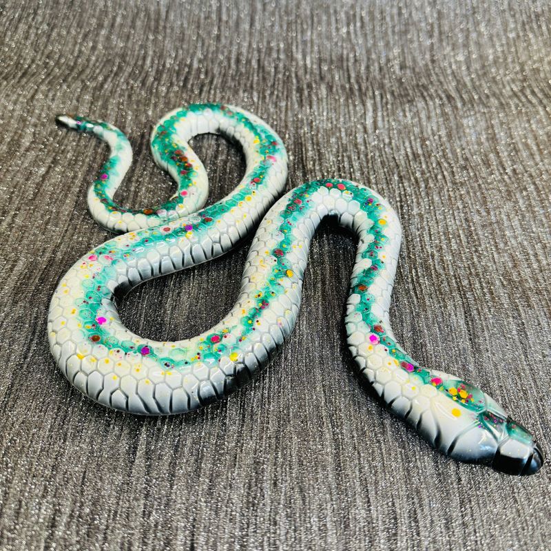 Snake Black/White/Multi Epoxy Resin Reptile Model
