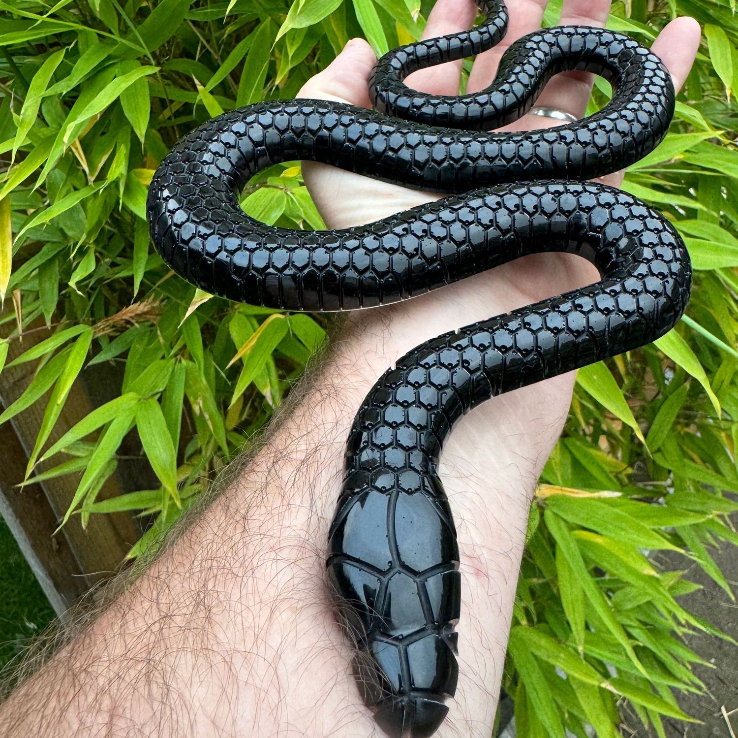 Snake Black Epoxy Resin Reptile Model
