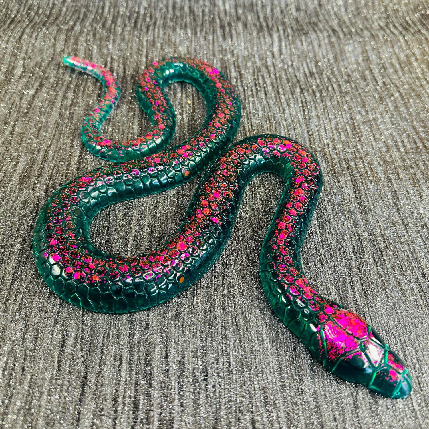 Snake Purple and Green Epoxy Resin Reptile Model