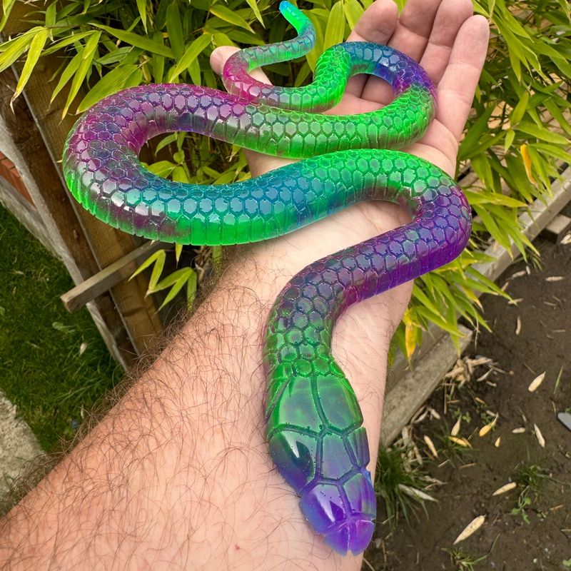 Snake  Rainbow Coloured Epoxy Resin Reptile Model