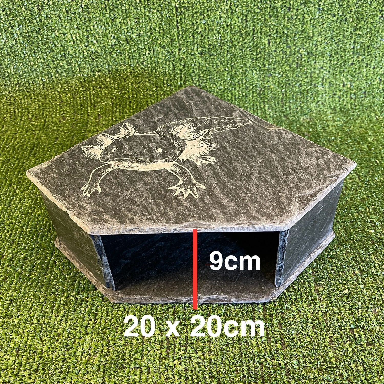 Axolotl Custom Engraved Slate Cave 9x20x20cm Axolotl Custom Engraved Slate Cave 9x20x20cm