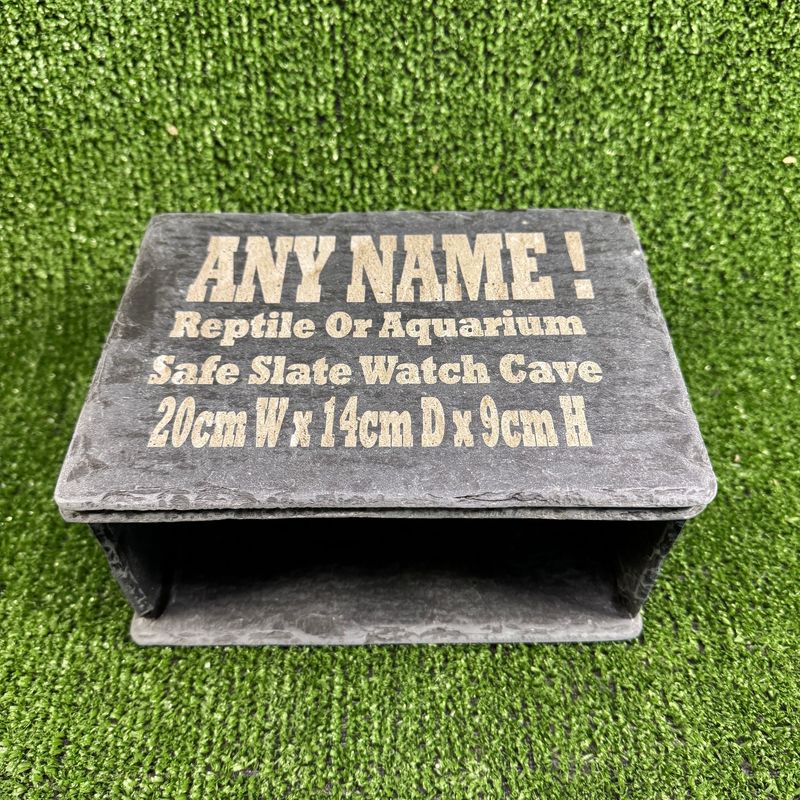 Aquarium or Reptile Any Name Slate 9x20x14cm Open Watch Style cave.