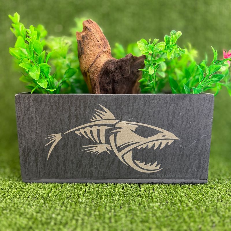 Piranha Image Aquarium ​Slate Aquarium Planter.