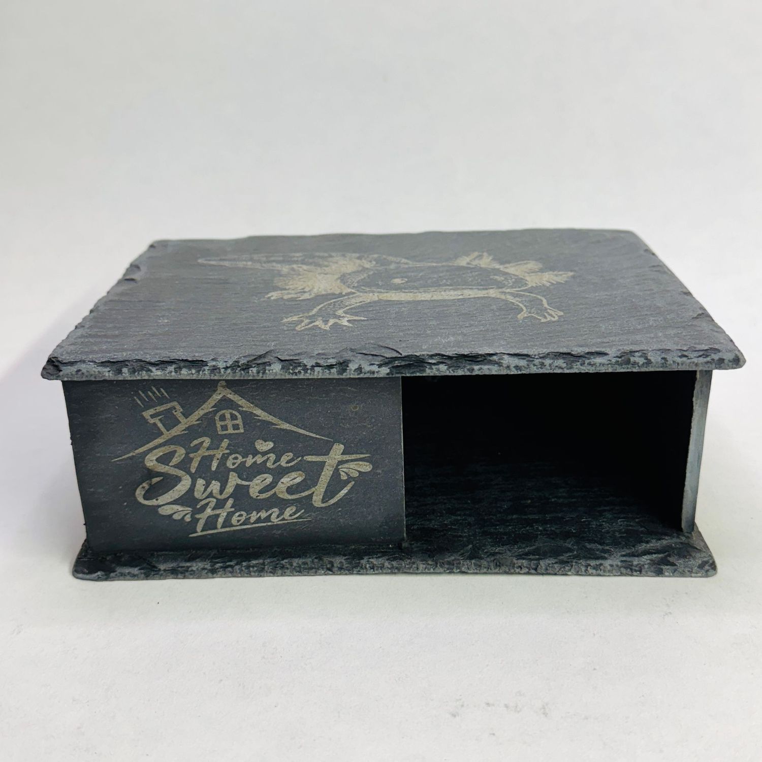 Axolotl Laser Engraved Slate Aquarium Cave.