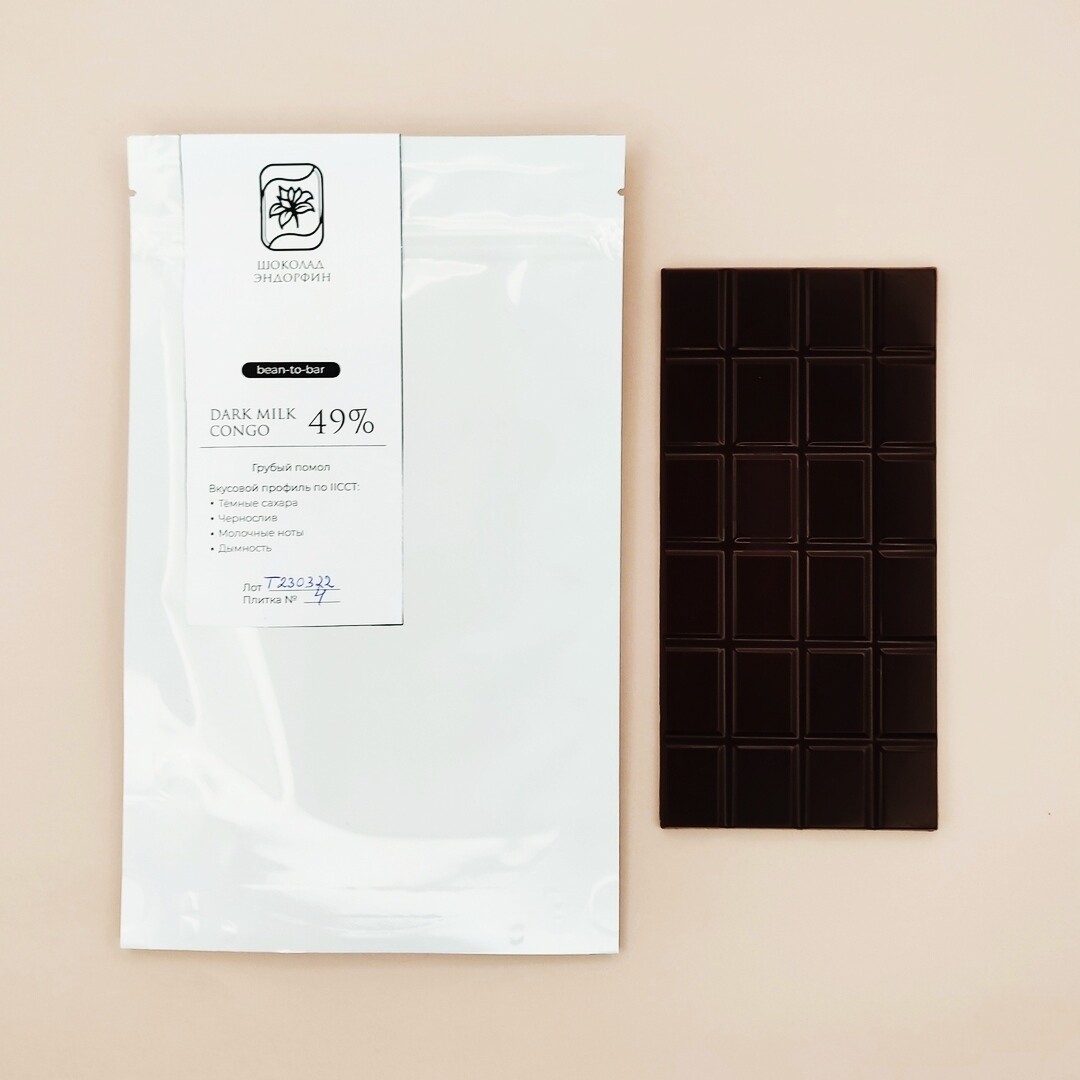 Тёмно-молочный шоколад 52% Конго с панелой