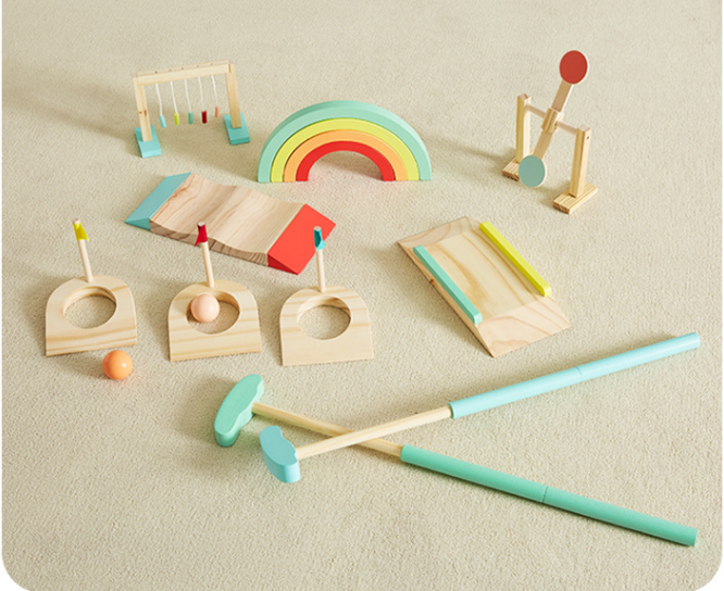 Set de golf de madera con mat